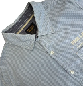 PME Legend Hemd Herren 2XL Blau Gestreift Langarm Bestickt Knopfleiste Freizeit - Bild 1 von 12