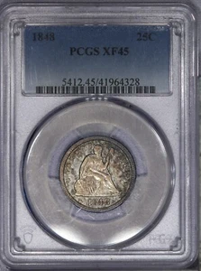 1848 Liberty Seated Quarter 25c PCGS XF45 EF45 - Sweet original coin! LB - Picture 1 of 2