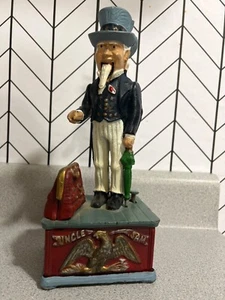 Rare Vintage Cast Iron Mechanical UNCLE SAM Coin Mechanical Bank (Missing cane) - Picture 1 of 8
