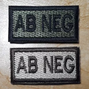 Patch morale gruppo sanguigno AB NEG 1""H x 2""W - a scelta di OD verde o marrone chiaro - Foto 1 di 1