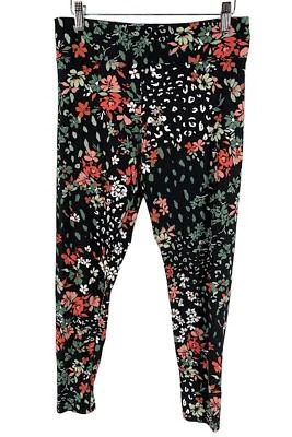 Леггинсы Cuddl Duds Flexwear черные с цветочным рисунком - Изображение 1 из 2