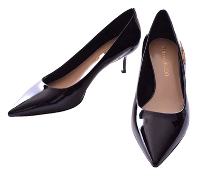 TAMARA MELLON Black Patent Leather Pointed Toe Mid Heel Pumps sz 38.5 US 8 NWOB - Image 1 of 4