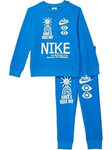 TRACKSUIT NIKE HBR STATEMENT CREW SET-LIGHT BLUE Terry Joggers Sweatshirt Size M - Picture 1 of 10