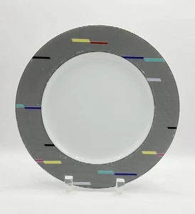 Studio Nova Parade Salad Plate Rad 80's Geometric Black Stripes Design - Picture 1 of 8