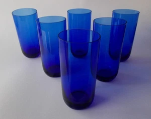 6 vasos Nachtmann 14 OZ azul cobalto 6" de alto - Imagen 1 de 5