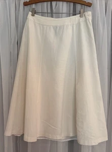 Norton McNaughton Petites White Ivory Linen Rayon Midi Skirt Size 6 - Picture 1 of 11