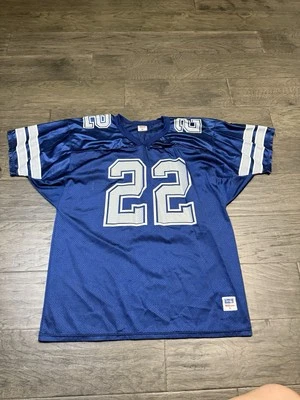 Emmitt Smith Dallas Cowboys Jersey Boys XL Blue Vintage NFL Football Wilson 22 - Image 1 of 4