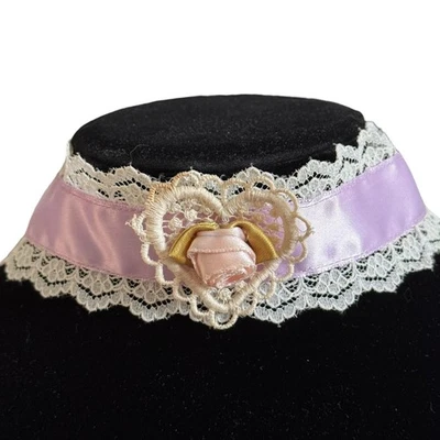 Fairycore Purple Pink Lace Ribbon Choker Necklace Anna Konya Vintage Ren Faire - Image 1 of 4