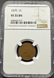 1870 INDIAN HEAD CENT NGC VF 35 BN 11XHB25 - Picture 1 of 4