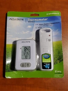AcuRite Wireless Indoor Outdoor Digital Temperature Thermometer Clock Brand New! - Picture 1 of 4
