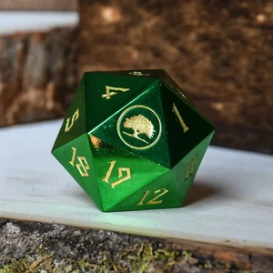D20 Spindown Metal Dice MTG-Forest Mana - Picture 1 of 4