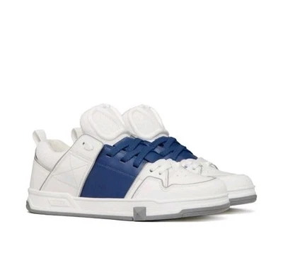 Valentino Garavani Men's Open Skate White Blue VLogo Leather Sneakers Size 10 US - Image 1 of 4
