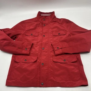 Banana Republic Men’s Size LARGE Four Pocket Jacket Red Full Zip Snap Button - Picture 1 of 9