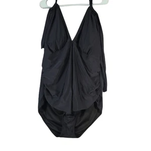 Women's One Piece Bathing Suit Adjustable Halter Top Padded Black Size 26W - Picture 1 of 9