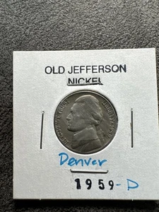 1959 D Jefferson Nickel. Nicht magnetisch. Denver Neuwertig. Original wie es geht. - Bild 1 von 4