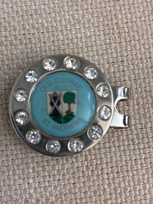 Marcador de pelota de golf St Andrews Old Course incluye clip de sombrero magnético Escocia bling Foto 1 de 2