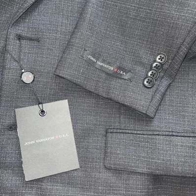 NWT John Varvatos 2 Piece Suit Mens 44R Bedford Wool Blue Plaid Blazer Pants - Image 1 of 4