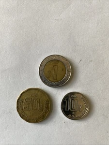 2005 Mexico Coins-1 Peso, 50 and 10 Centavos-Circulated - Picture 1 of 6