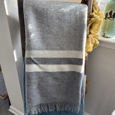 Alicia Adams Alpaca Canyon Throw Gris Marfil Rayas Lana de Alpaca Nuevo Foto 1 de 3