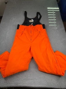 Cabelas Goretex Bib Overalls Mens Large Orange Insulated Hunting Full Zip - Picture 1 of 18