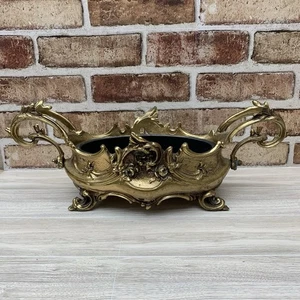 Vintage große Jardiniere französischer Übertopf Metallguss messingfarben 70er viktorianisch - Bild 1 von 16