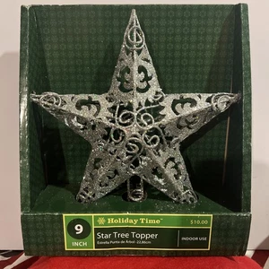 Holiday Time Stern Baumspitze Silber mit Glitzer Neu im Karton 9 Zoll - Bild 1 von 1