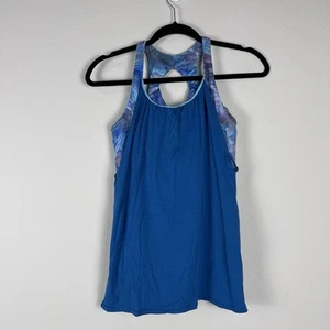 Ivivva Lululemon Girl Tank Top twist and flow Racerback Teal Blue Size 14 - Picture 1 of 10