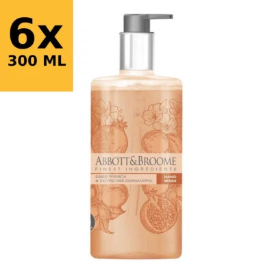 6x 300ml Abbott & Broome Vegane Handseife Flüssigseife Pfirsich Granatapfel - Bild 1 von 2