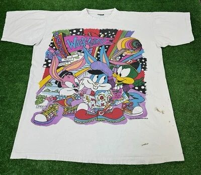 Camiseta estampada vintage 1994 Looney Tunes Tiny Toons Wackyland anos 90 FREEZE 2XL - Imagem 1 de 4