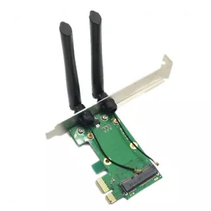 Wireless Wifi Network Card Mini PCI-E To PCI-E 1X Desktop Adapter + 2 Antennas - Picture 1 of 4