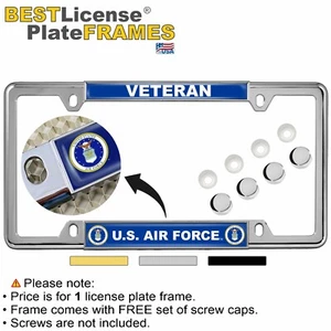 U.S. Air Force Veteran - Custom 4 Hole Metal Car License Plate Frame - Foto 1 di 18