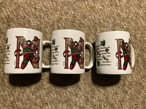 LINYI Nutcracker Coffee Mug (3 Mugs) 3 3/4 inches tall 3 1/4th  across., Gold Ri - Picture 1 of 4