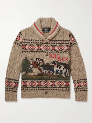 RRL Ralph Lauren Country Sweater Wool Linen Hand-Knit Cardigan Men's Large L - Image 1 of 3