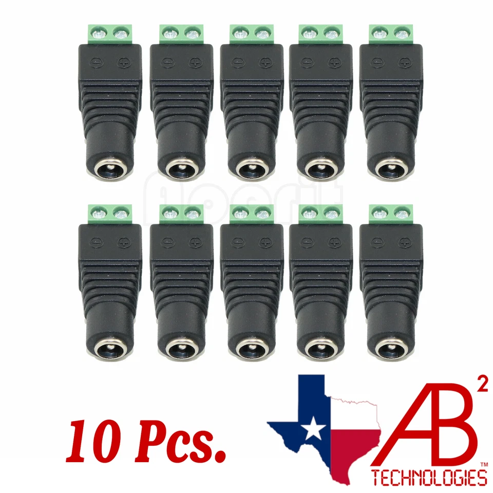 10Pcs DC Power Supply Female Jack 5.5 x 2.1mm Terminal Block Adapter CCTV/LED  - Image 1 of 1