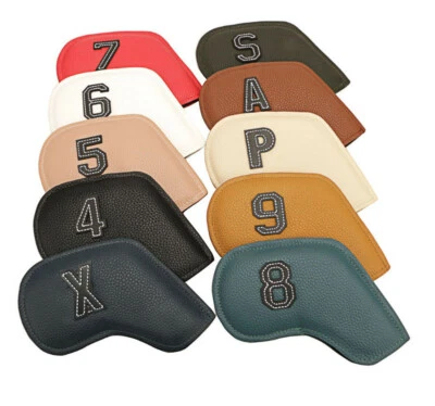 10pcs Premium Leather Golf Club Iron Headcovers 4-9,P,A,S,X Iron Covers RH LH - Image 1 of 4