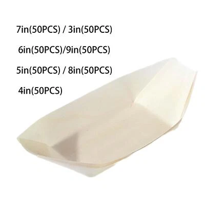 50 Pieces Wood Boat Serving Trays Disposable Wedding Food Storage Container - Image 1 of 2
