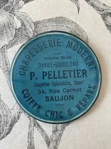 Ancien Miroir de poche publicitaire - Chapellerie Moderne Pelletier Saujon - Foto 1 di 3