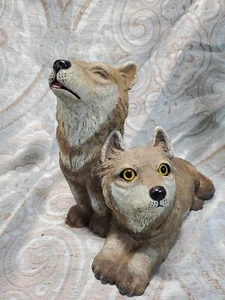 Zwei Wölfe heulende Figur Statue Resin - Bild 1 von 19