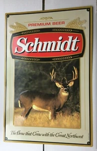 Schmidt Whitetail Buck Deer Hunting Big Rack Metal Beer Sign 26.5 x 17.5" NOS - Picture 1 of 10