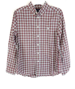 Polo Ralph Lauren Big Boy's L (14-16) Plaid Poplin Shirt - Red w/White Pony NEW - Picture 1 of 4