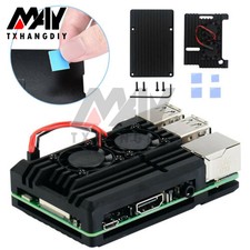 Raspberry Pi 4B Protective Box Aluminum Alloy  Cover Enclosure Cooling Fan A2TD