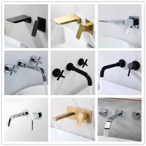Grifo de baño negro 3 piezas bañera montaje en pared bañera 3 orificios lavabo mezclador grifo de latón - Imagen 1 de 78