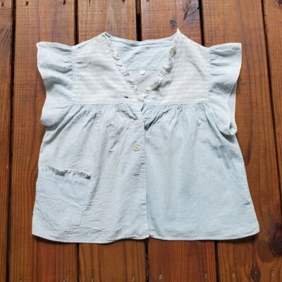 True vintage 1930's 30's toddler little girl light blue flutter sleeve top - Image 1 of 4