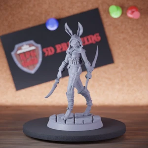 Female Rabbitfolk Miniature Rogue Assassin Mini Dungeons and Dragons Mini TTRPG - Picture 1 of 8