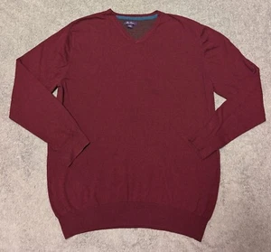 Alan Flusser Pullover Herren Large rot burgund Pulli Sweatshirt V-Ausschnitt  - Bild 1 von 6