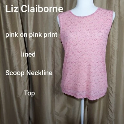 Top Liz Claiborne Rosa Sobre Rosa Estampado Talla M Foto 1 de 4