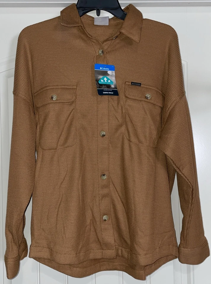 Women's Columbia Holly Hideaway Waffle Shirt Jacket XL Dusty Pink Shacket