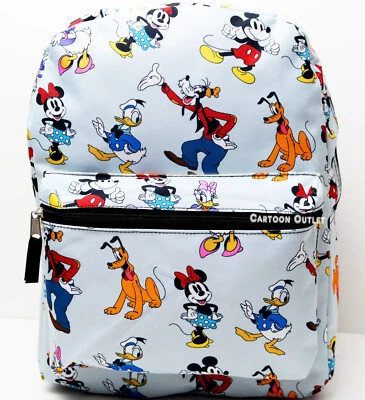 Disney Mickey Goofy School Backpack 16" Donald Pluto Minnie Art Print Large Bag - Image 1 of 4