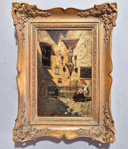 Ölgemälde Riccardo Pellegrini 1863-1934 Genre Bild Painting Gemälde Pittura Oil - Picture 1 of 14