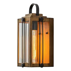Outdoor Light Fixture Rustic Exterior Wall Lantern with Clear Glass Front Porch - Picture 1 of 8